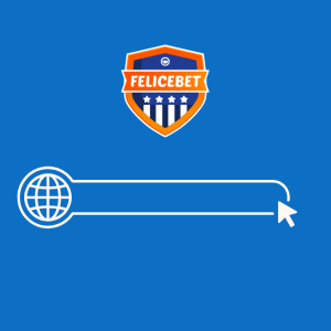 Logo Felicebet s globusem a kurzorem naznačujícím akci kliknutí.