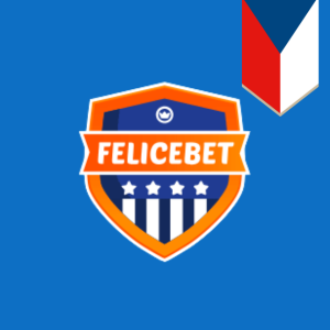 Logo Felicebet s modrým pozadím a hvězdami ve štítu a českou vlajkou